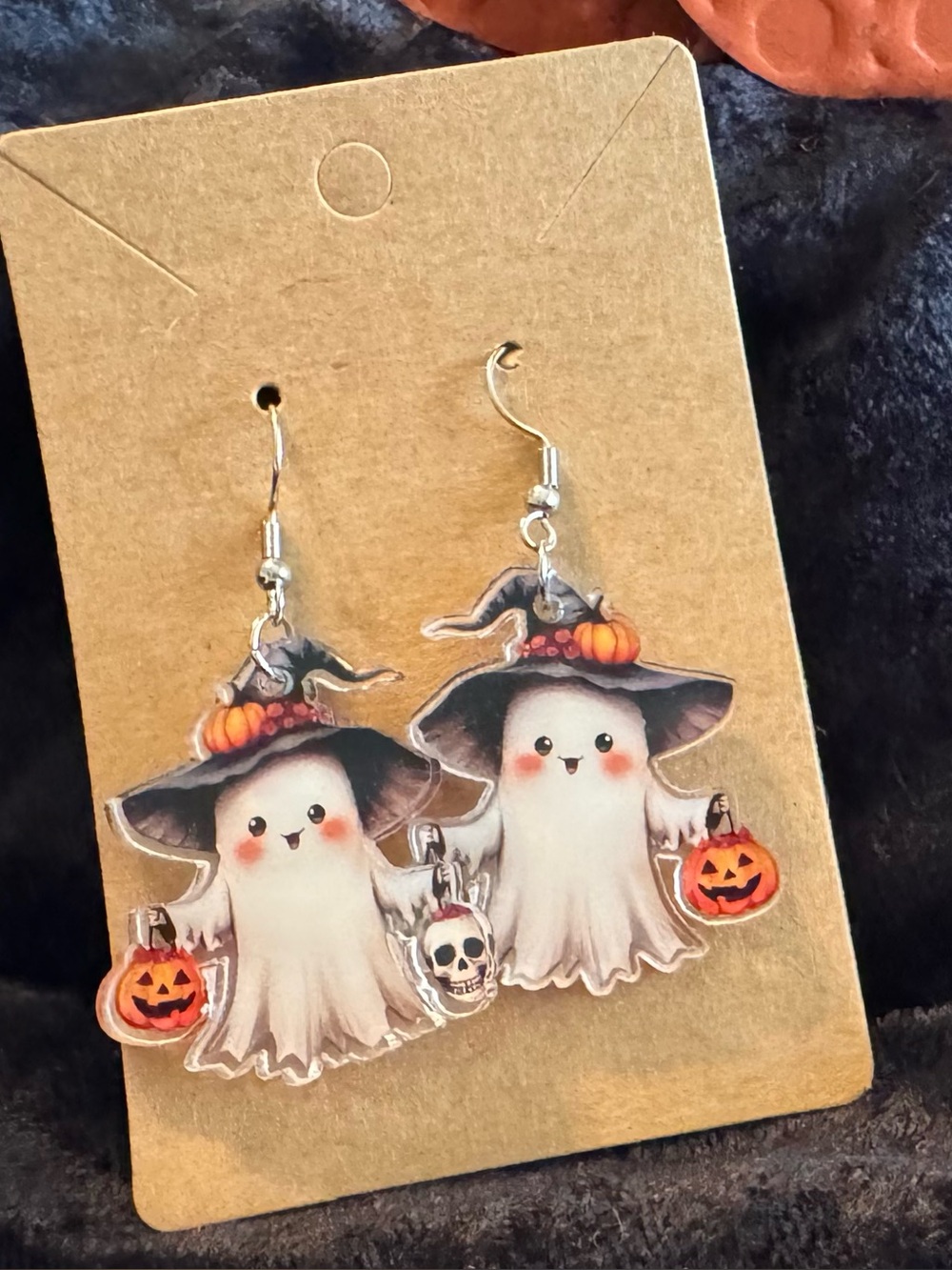 Cute Halloween Ghost Earrings in White and Black